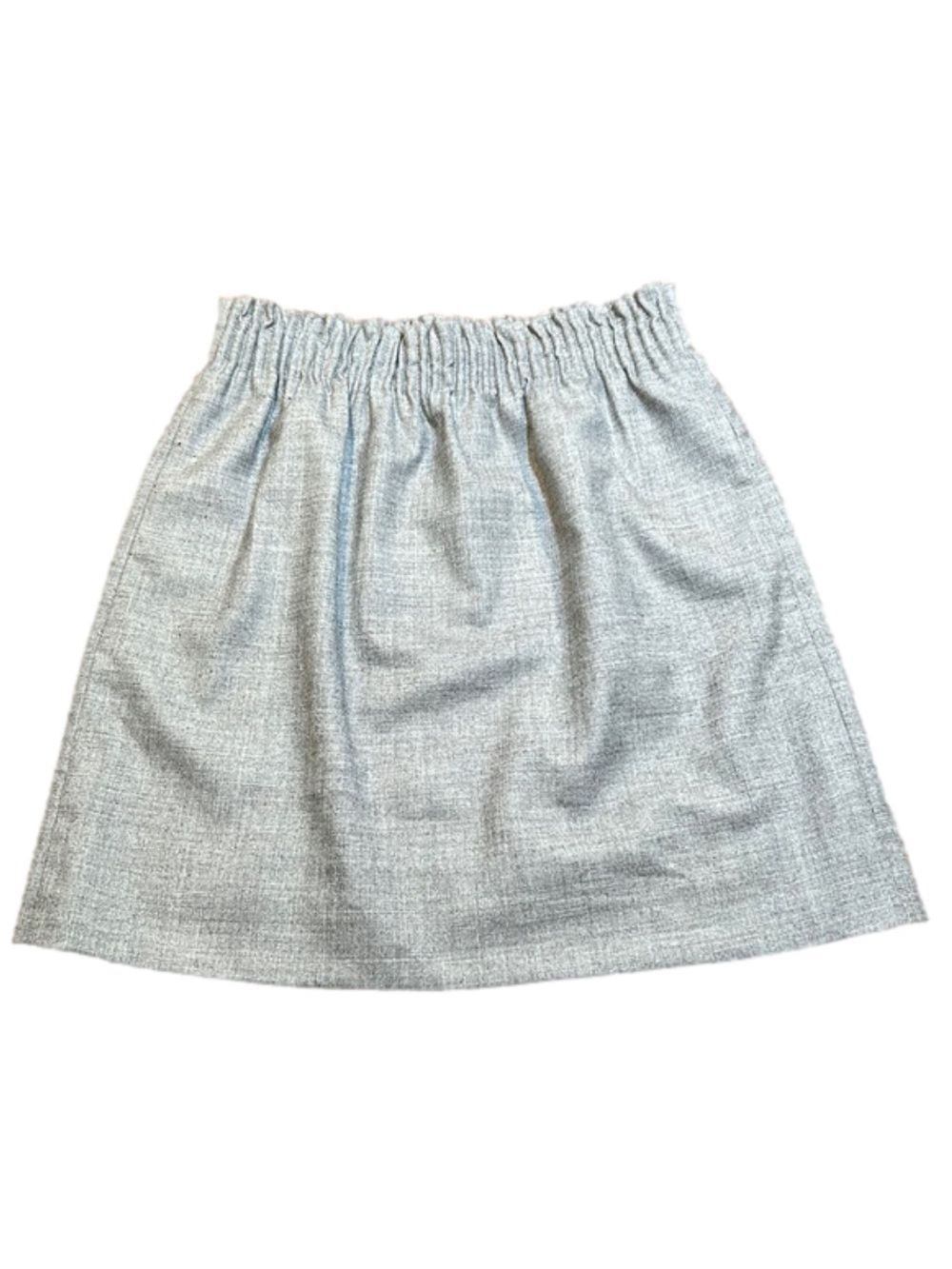 J. CREW Factory Gray Wool Skirt w/ Ruffle Elastic Waist & Front Pockets Size 0